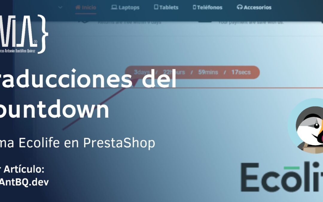 Cómo cambiar las traducciones del countdown del tema Ecolife en PrestaShop