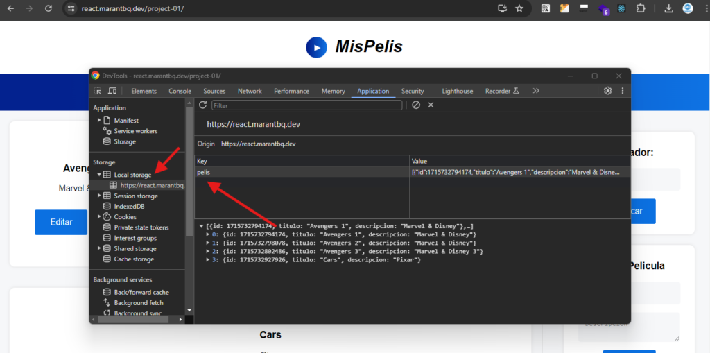 localStorage, JavaScript