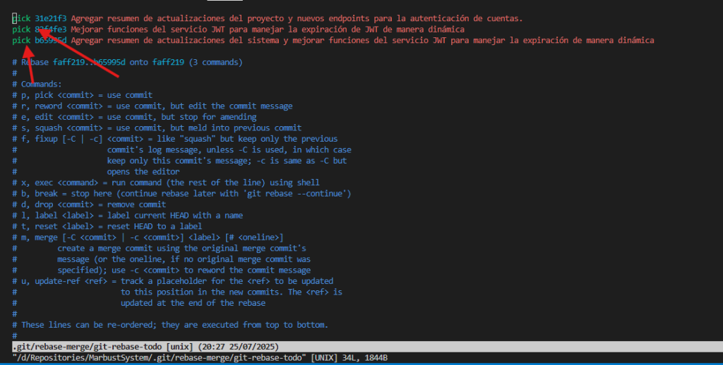 Cómo fusionar commits en GIT