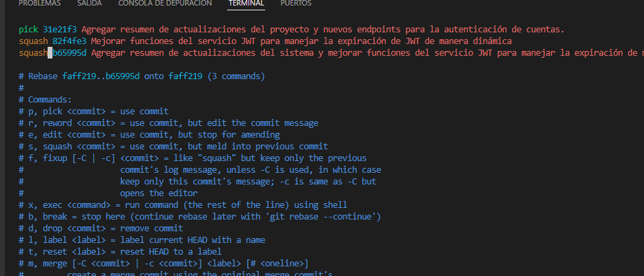 Cómo fusionar commits en GIT