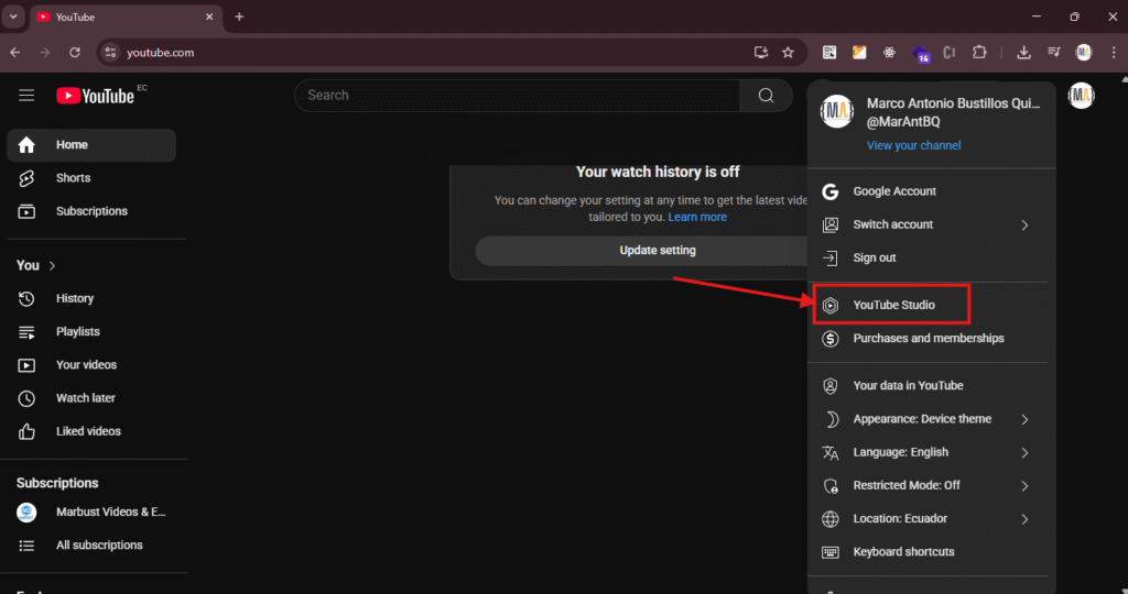 último video de YouTube